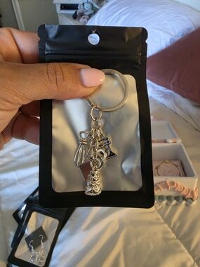 Silver Charm Keyring with Baking Charms - Women Accessories